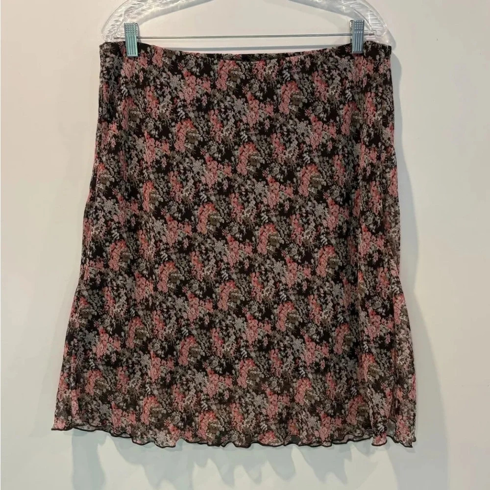 Dressbarn Floral Chiffon Pull On Skirt Womens Size Large (1582)‎